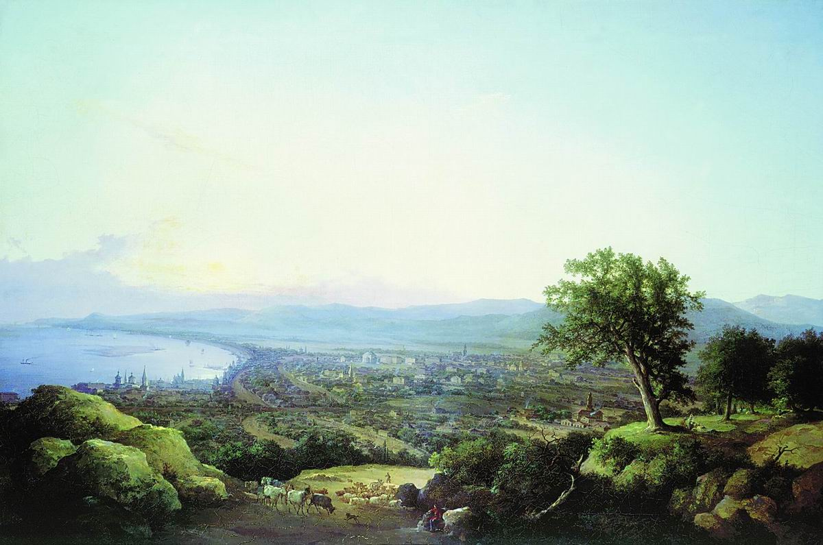 Никанор Григорьевич Чернецов. Вид города Саратова при заходе солнца. 1860
