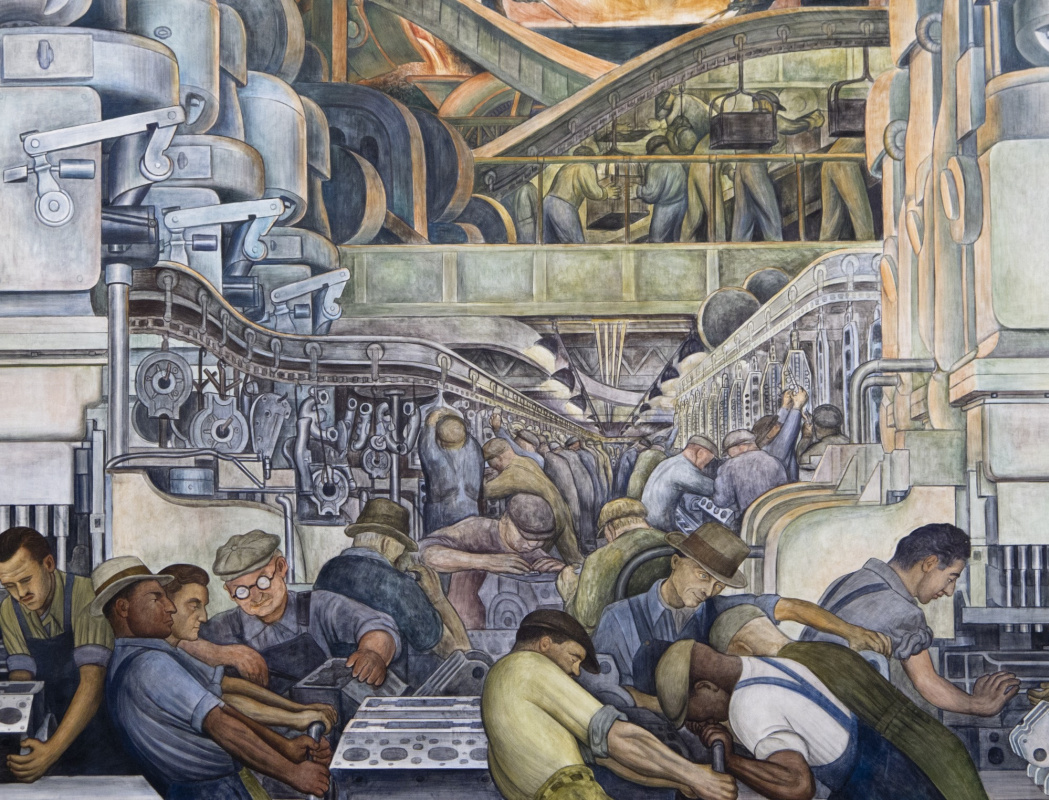 Диего Мария Ривера. Фрагмент фрески, иллюстрирующей развитие промышленности Детройта