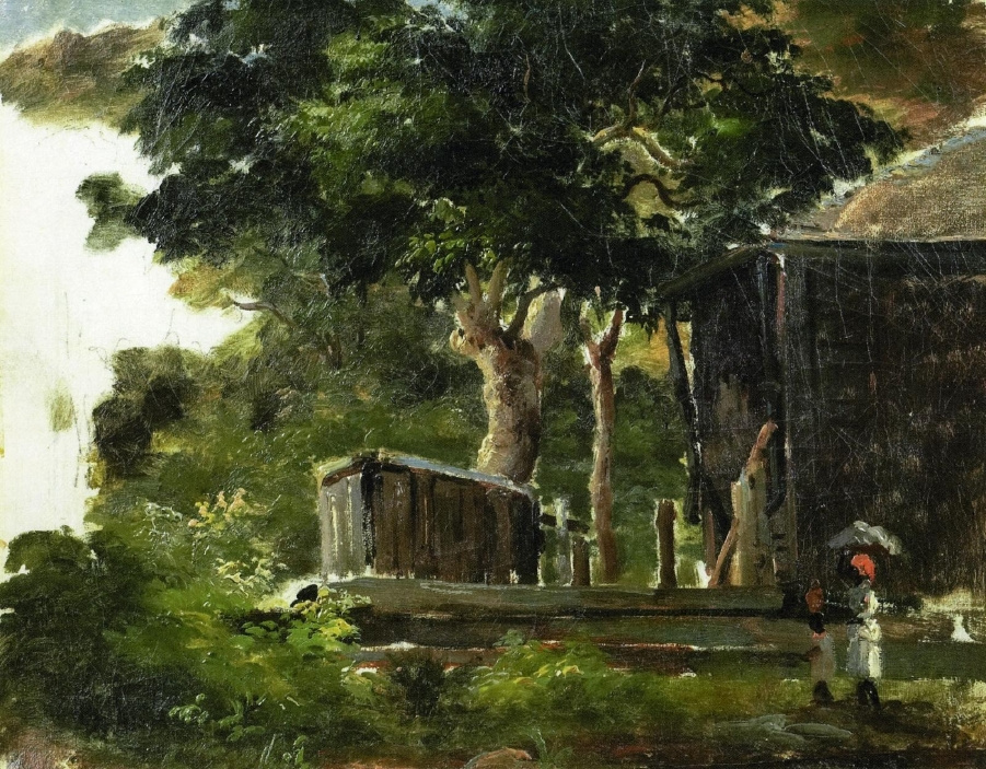 Камиль Писсарро. Пейзаж с домом в лесу, Сент-Томас