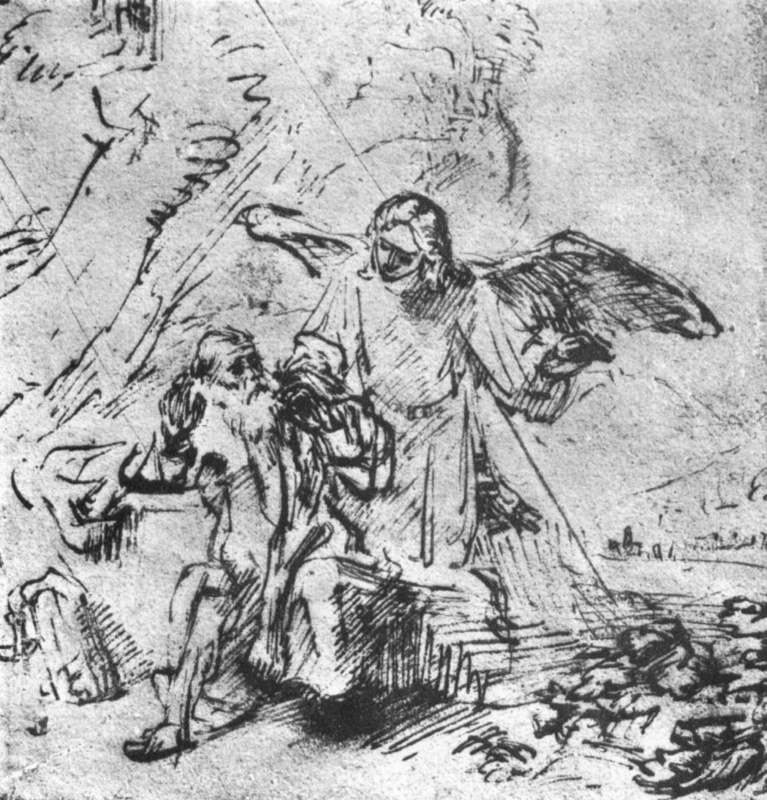 Рембрандт Харменс ван Рейн. Илия и ангел в пустыне