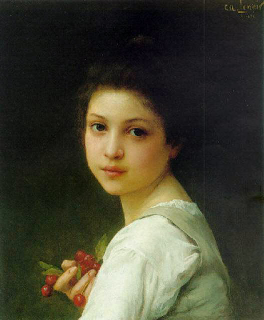 Шарль-Амабль Ленуар. Портрет молодой девушки с вишнями