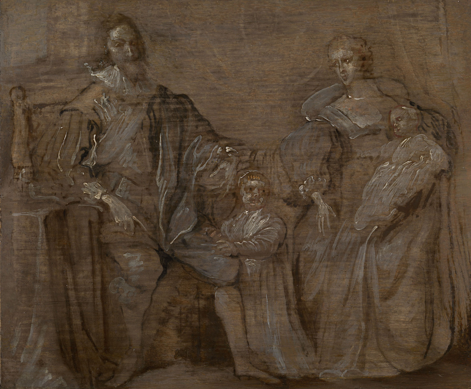 Антонис ван Дейк. Эскиз портрета Карла I и королевы Генриетты Марии со старшими детьми, принцем Карлом и принцессой Марией