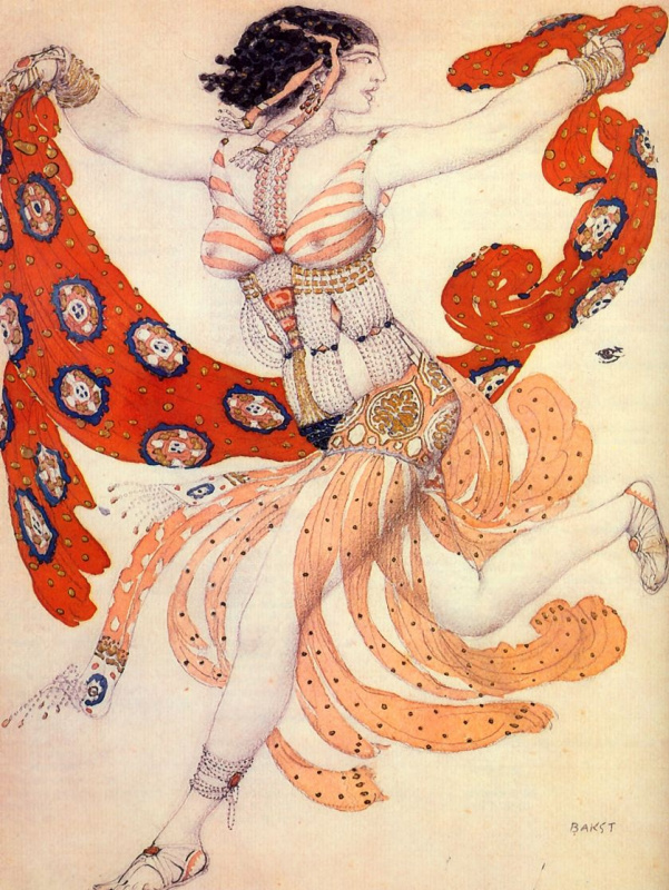 Lev (Leon) Bakst. Costume of Cleopatra for IDA Rubinstein for the ballet "Cleopatra" to music by A. S. Arensky