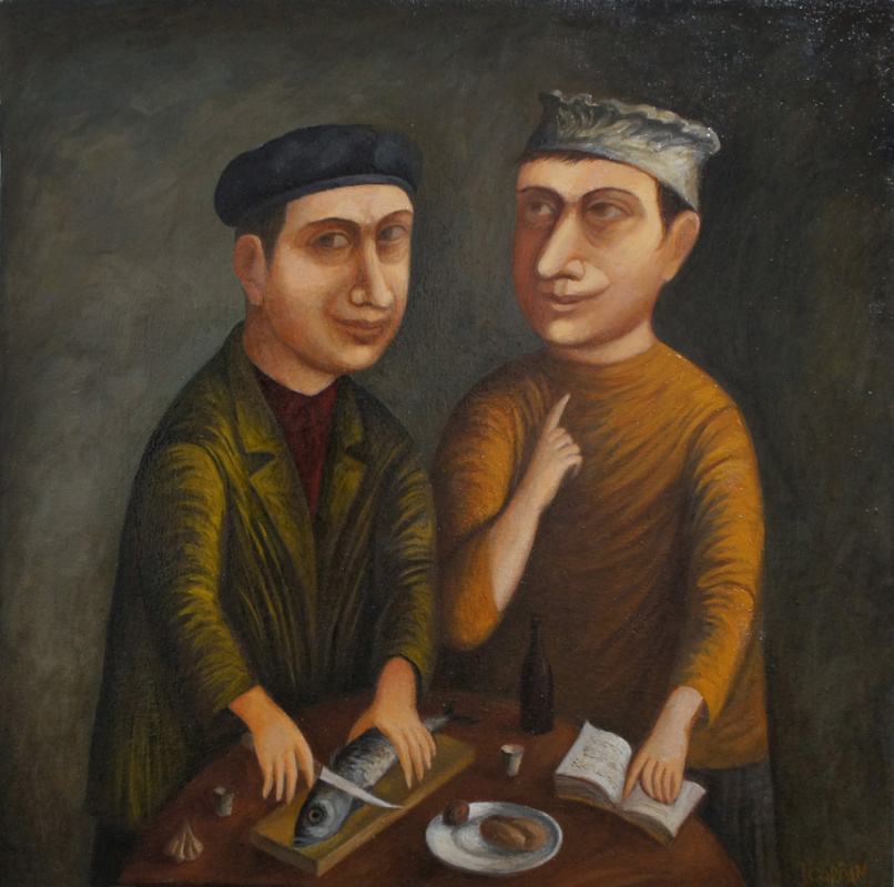 Igor Gorban. Sharing the Catch, oil on canvas