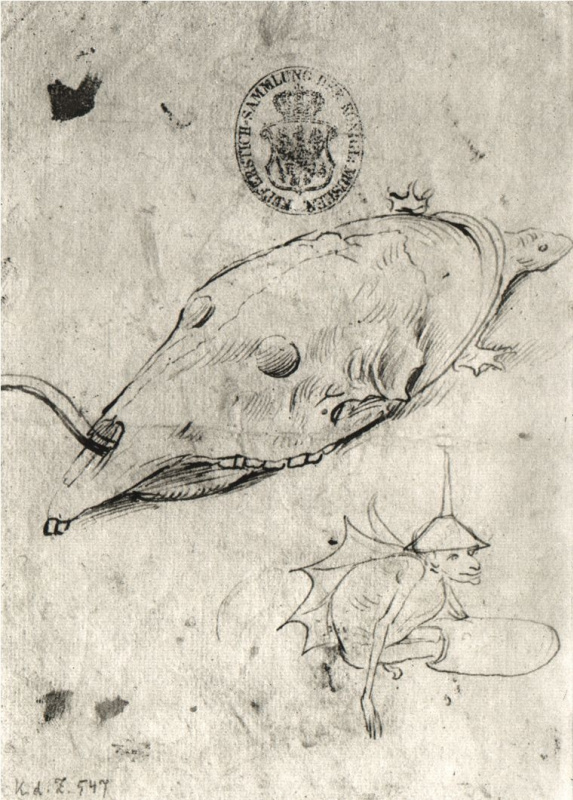 Иероним Босх. Черепаха с черепом на панцире и крылатый демон