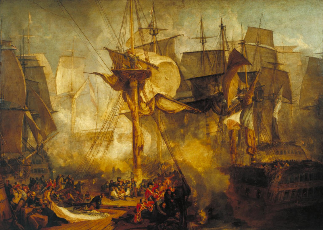 Джозеф Мэллорд Уильям Тёрнер. Трафальгарская битва, вид с вантов бизань-мачты по правому борту корабля "Виктори"