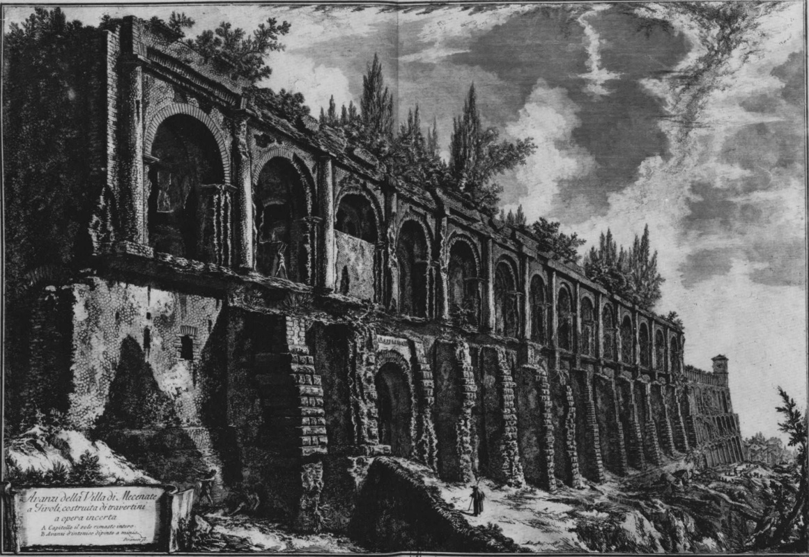 Джованни Баттиста Пиранези. Вид с руинами виллы Мецената в Тиволи