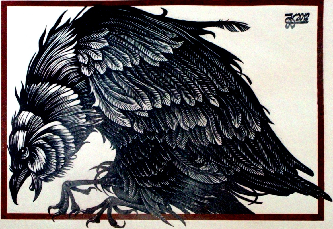 «Птица сердитая», линогравюра, 45Х65,5 , 2012год