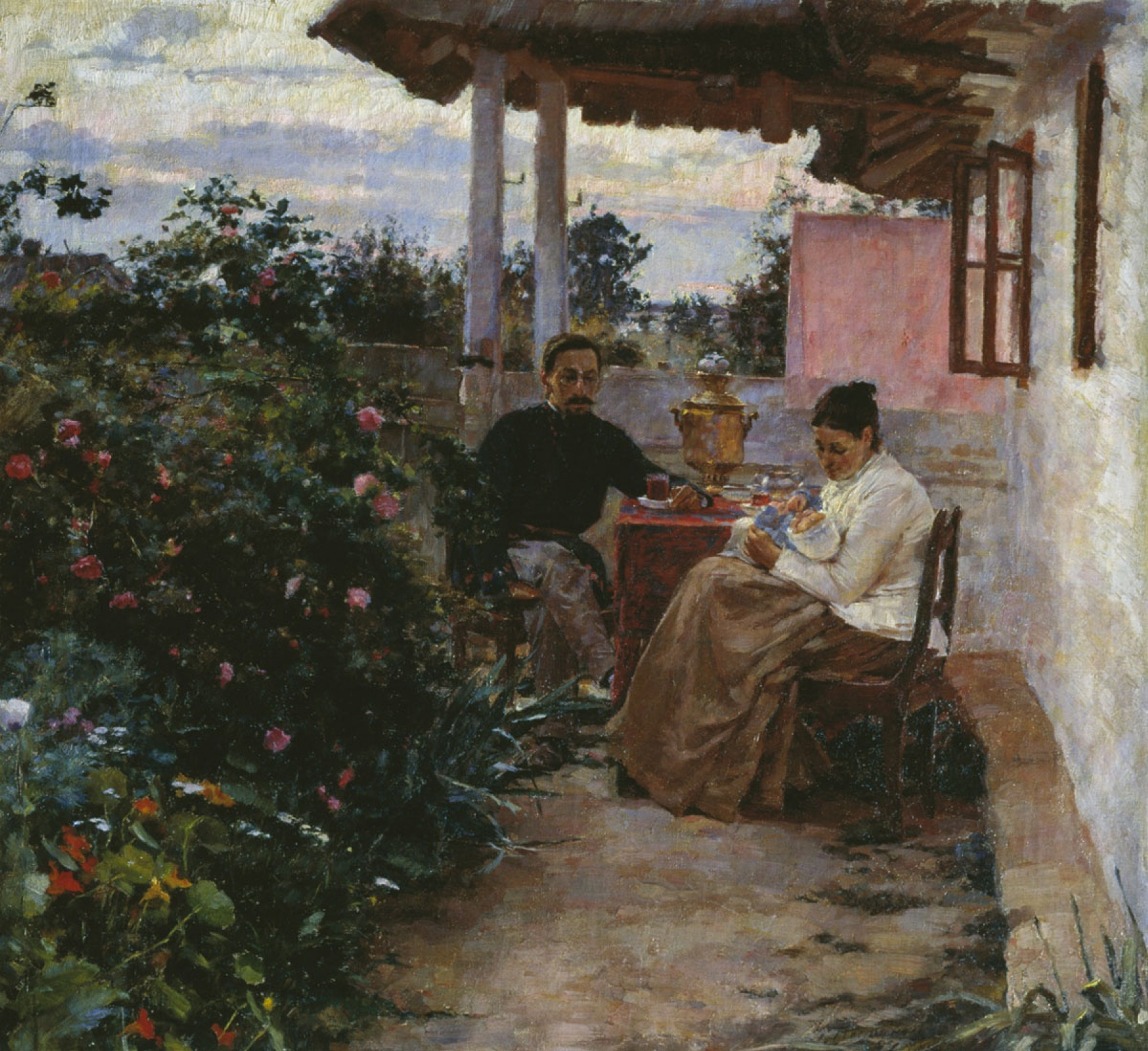 Кириак Константинович Костанди - Семейная идиллия. Первенец, 1891, 62×58  см: Описание произведения | Артхив