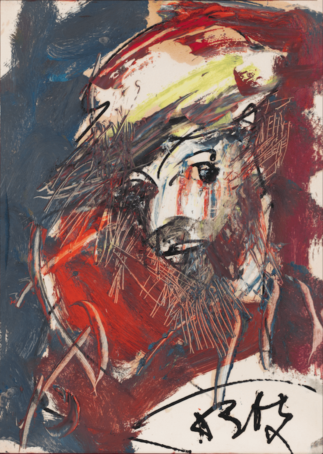 Анатолий Тимофеевич Зверев - Автопортрет, 1967, 44×61 см: Описание