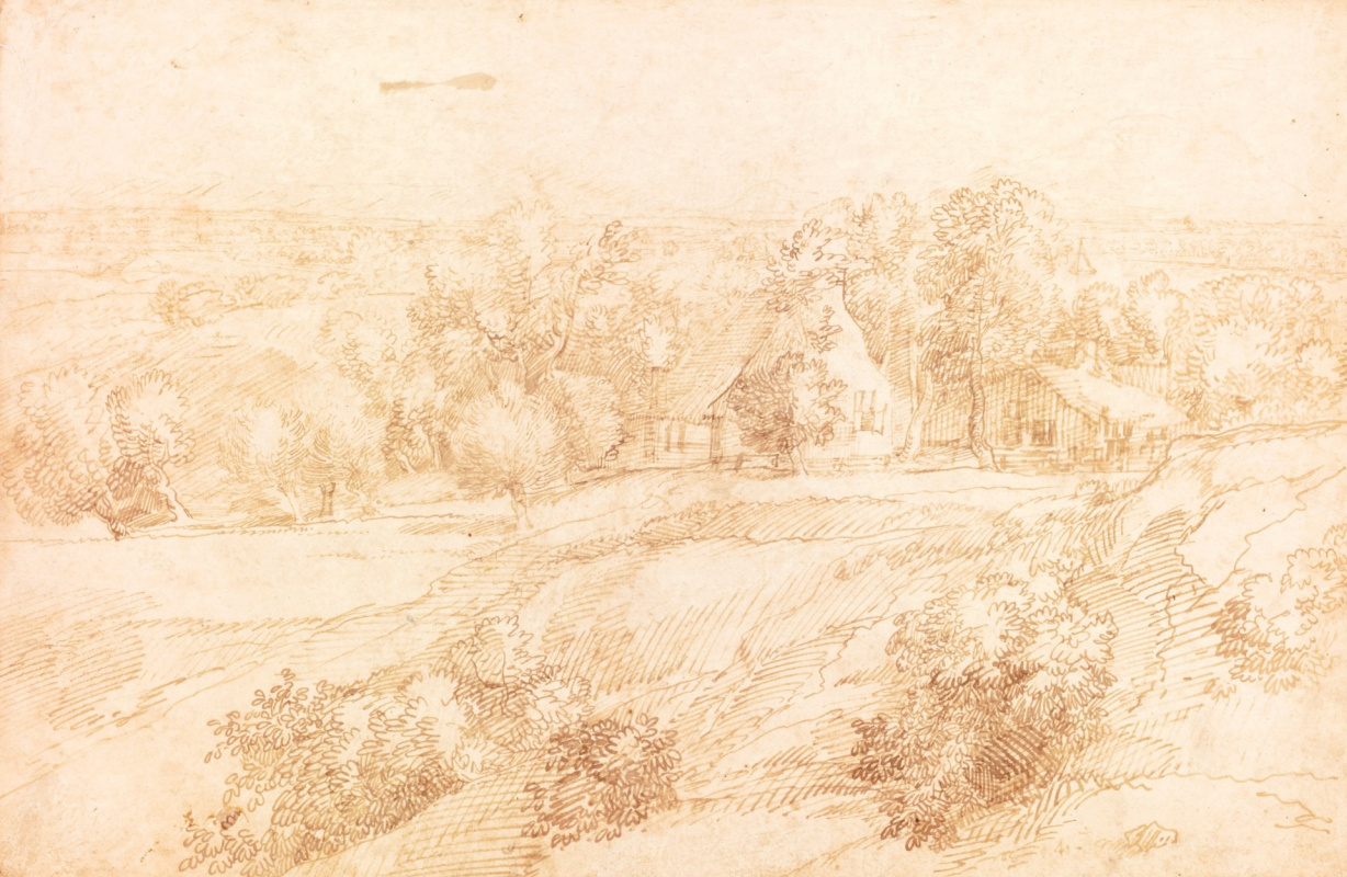 Ян Ливенс. Панорамный пейзаж с фермой среди деревьев