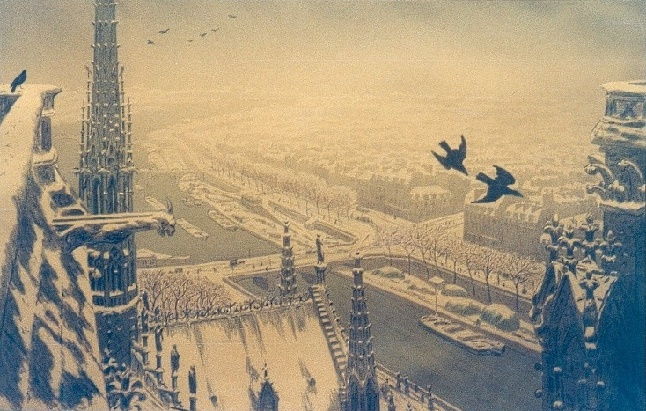 Анри (Henri) Ривьер (Rivière). Парижский пейзаж с вершины башни (Paysage parisiens du haut des tour)