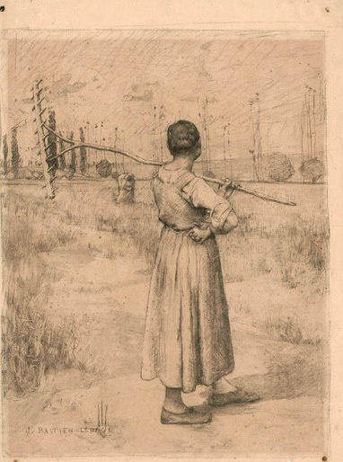 Жюль Бастьен-Лепаж. Девушка с граблями. (Из коллекции С.М. Третьякова).