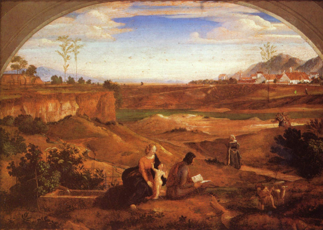 Фердинанд Оливье. Святое семейство с Иоанном Крестителем во младенчестве на фоне пейзажа