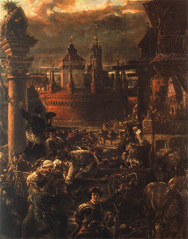 Ян Матейко. Выход студентов из Кракова в 1549 году. Фрагмент