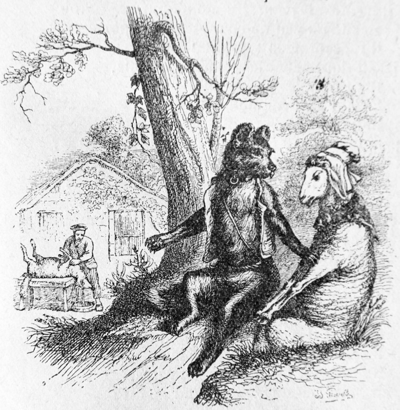 Жан Иньяс Изидор (Жерар) Гранвиль. Овца и Собака. Иллюстрации к басням Флориана