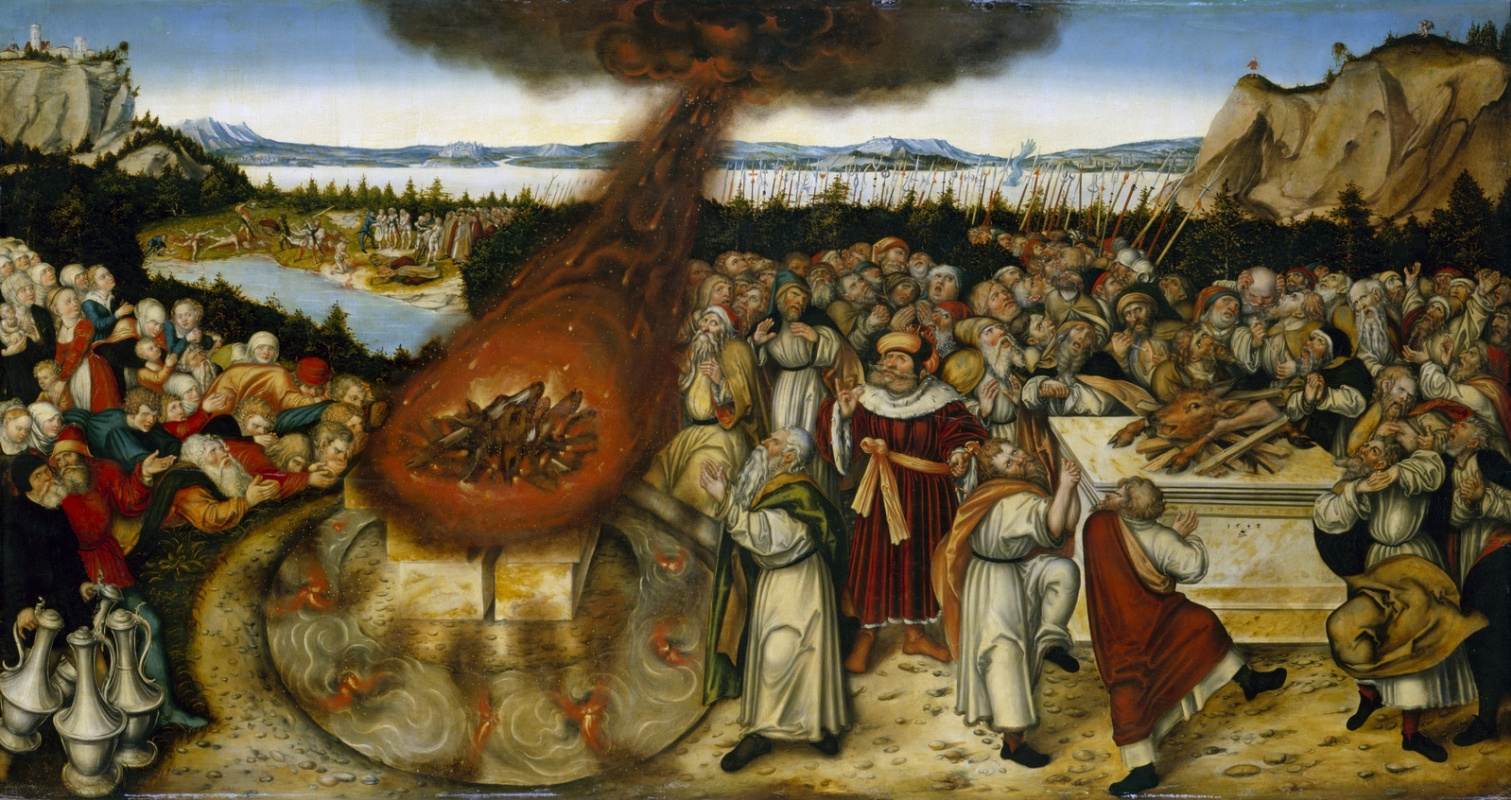 Лукас Кранах Младший. Пророк Илия и жрецы Ваала. 1545