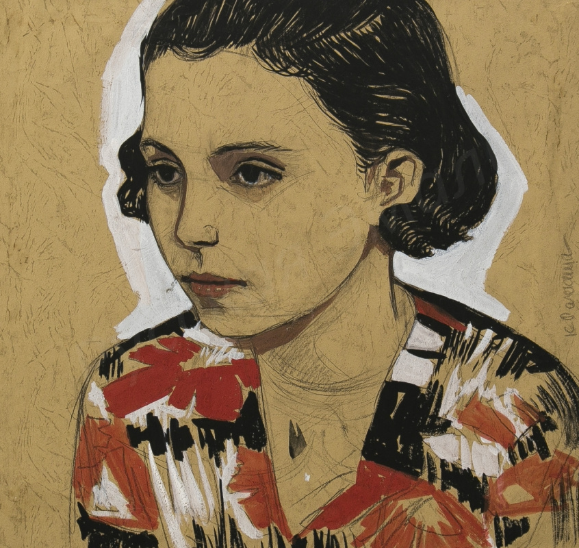 Екатерина Валерьяновна Раскина. Портрет девушки. 1960-е. графитный карандаш.