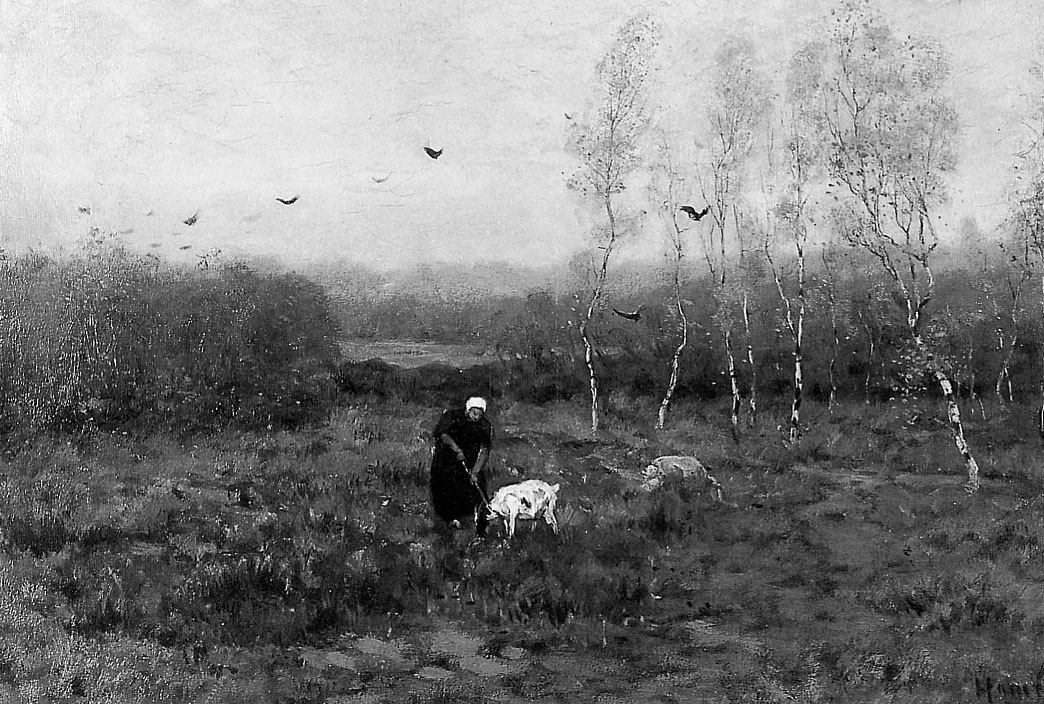 Виллем Амель. Пейзаж с женщиной и козой