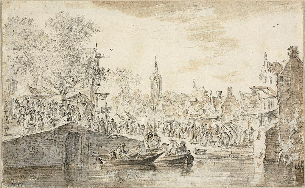 Ян ван Гойен. Рынок возле канала
