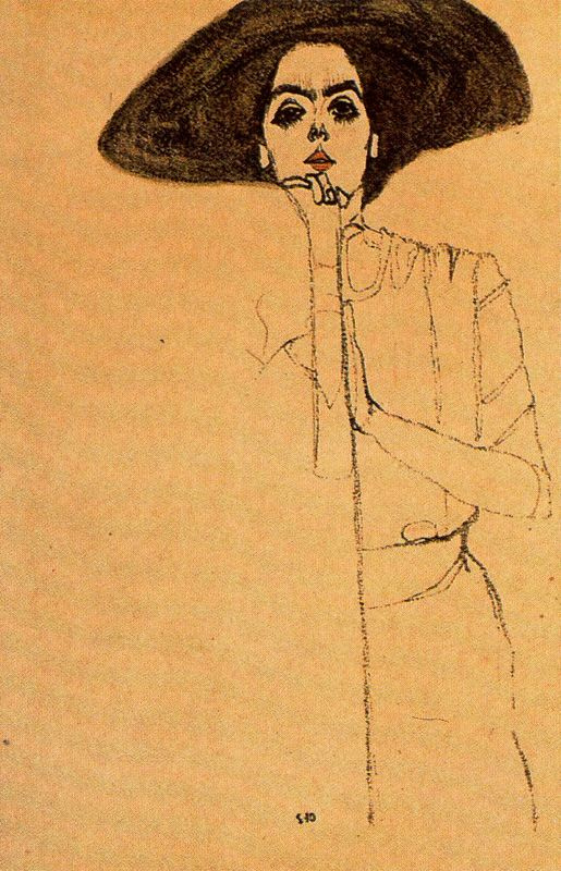 Эгон Шиле. Портрет женщины в черной шляпе