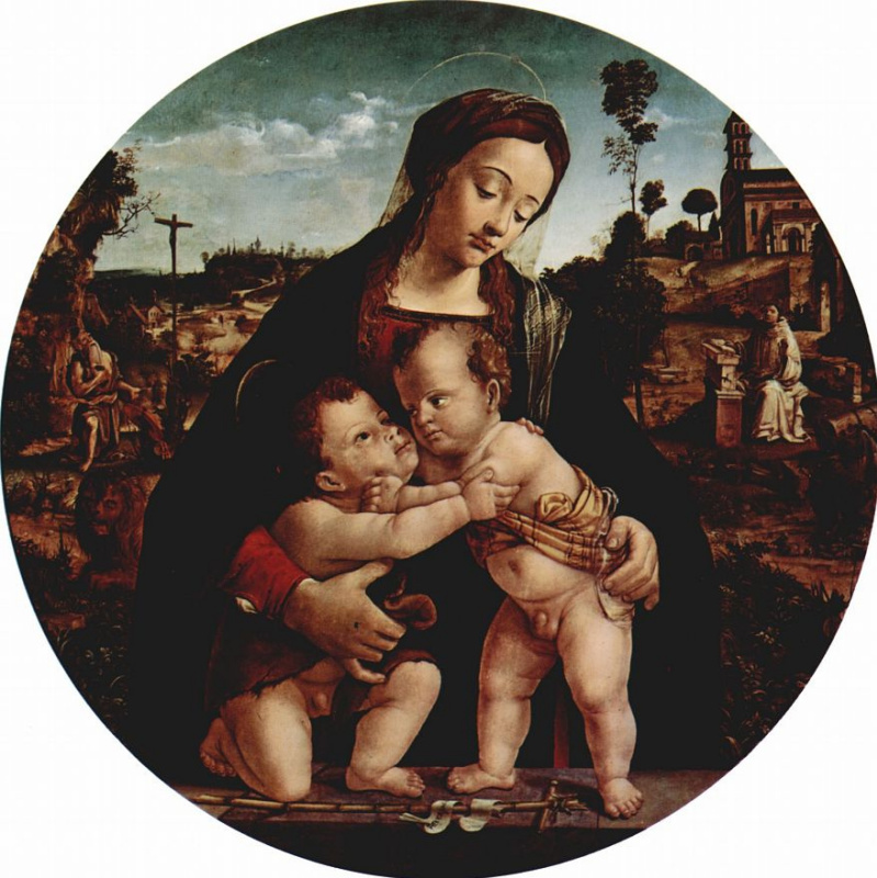 Пьеро ди Козимо. Мадонна со св. Иоанном Крестителем, тондо