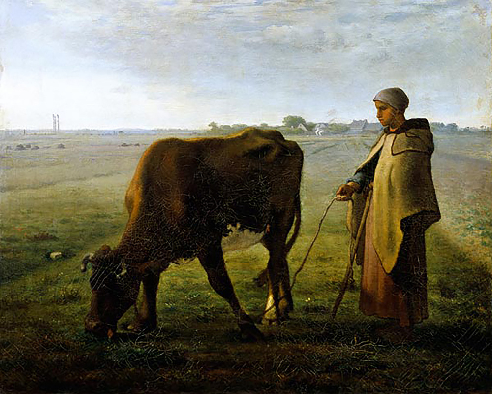 Жан-Франсуа Милле. Крестьянка, пасущая корову