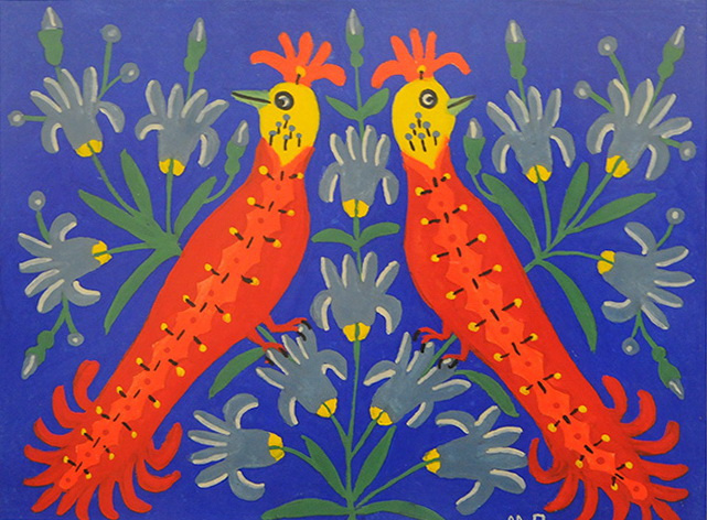 Мария Авксентьевна Примаченко. Птички две сестрички близнічки спевають весняночки у квіточках