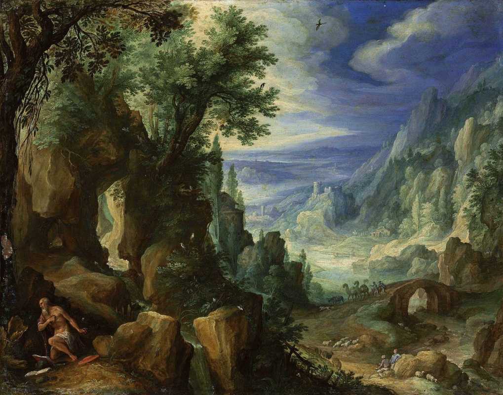 Пауль Бриль. Горный пейзаж со святым Иеронимом. 1592