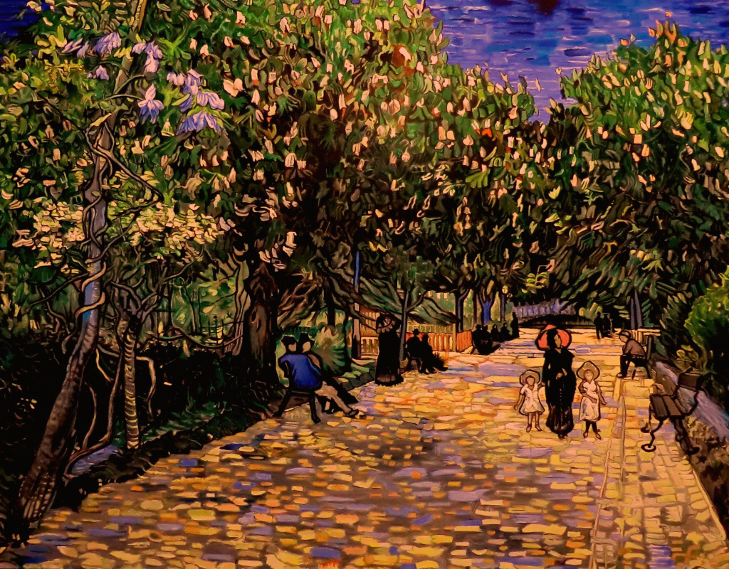 Улица с цветущими каштанами в Арле (коп. с Ван Гога)