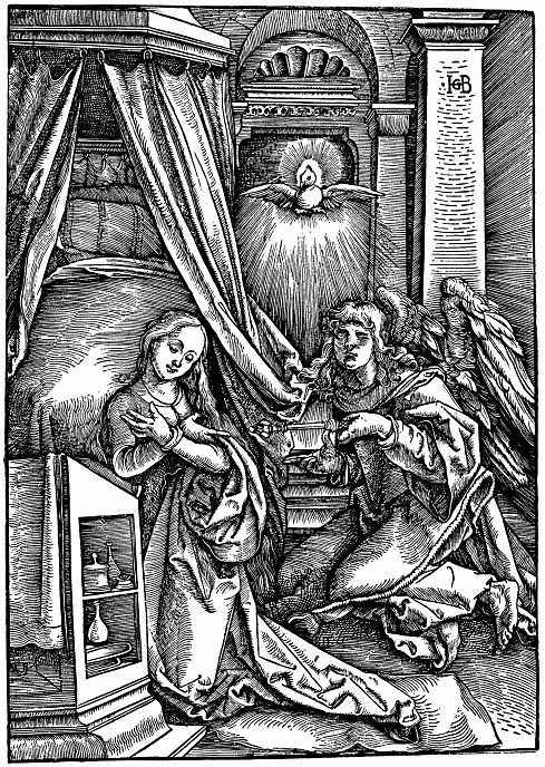 Ханс Бальдунг. Архангел Гавриил возвещает Марии о рождении Христа