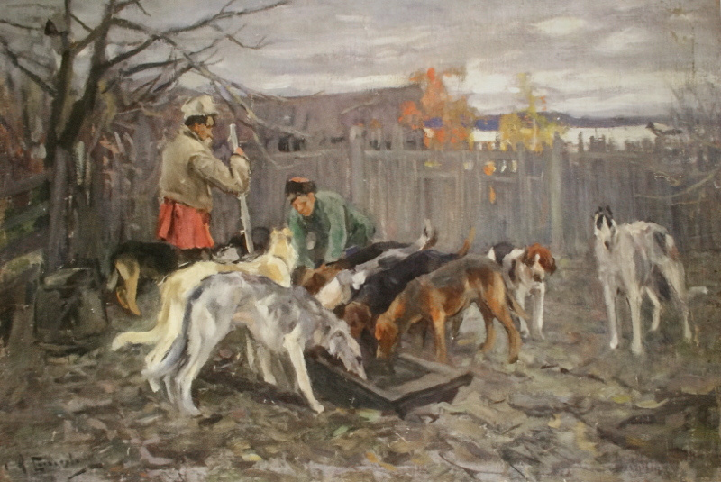 Алексей Степанович Степанов (1858-1923). На псарне.