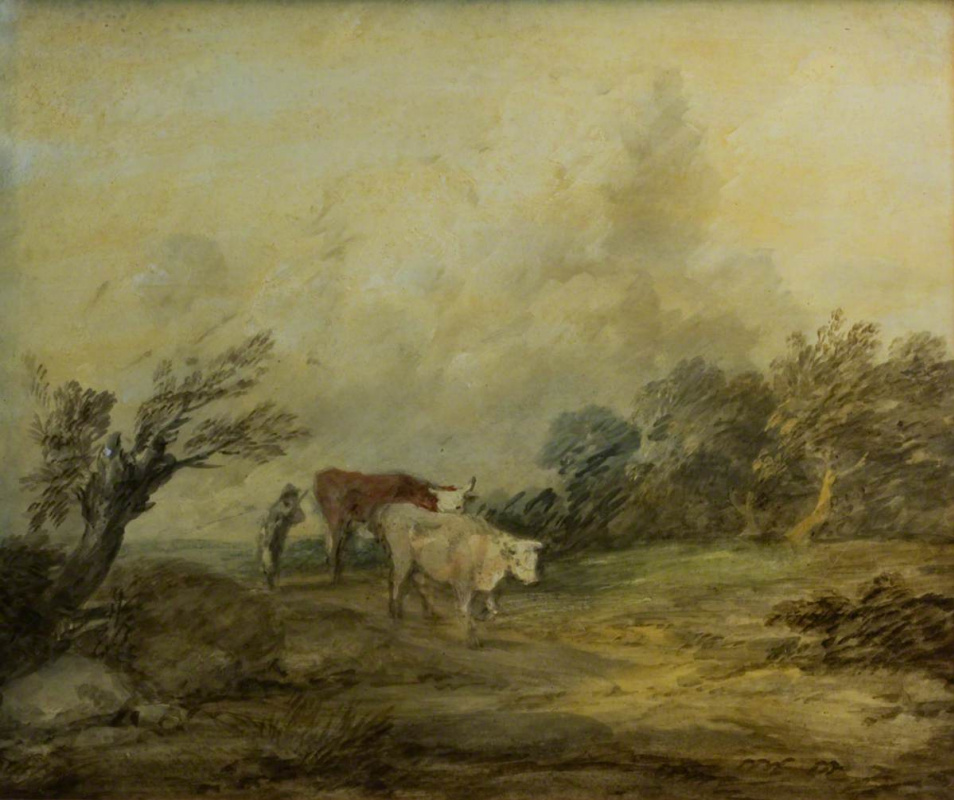 Томас Гейнсборо. Пейзаж с крестьянином, пасущим коров. Эскиз