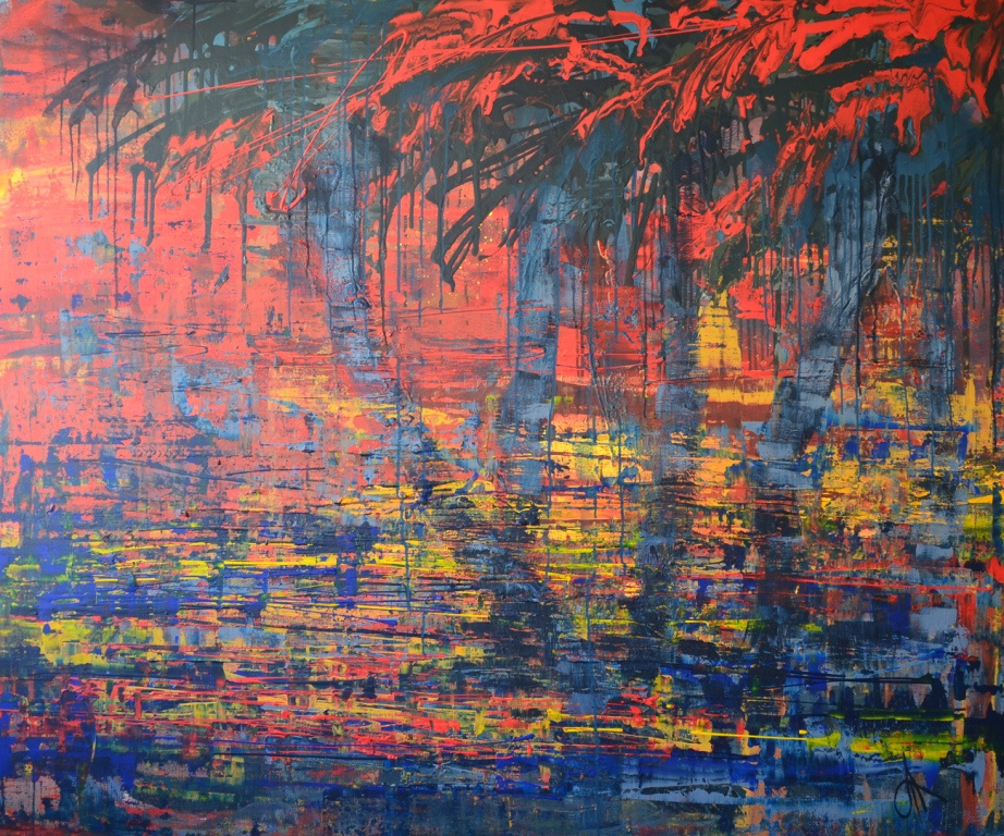 Таня Василенко. "Тропический закат", акрил, холст. Tropical sunset. Acrylic on сanvas.