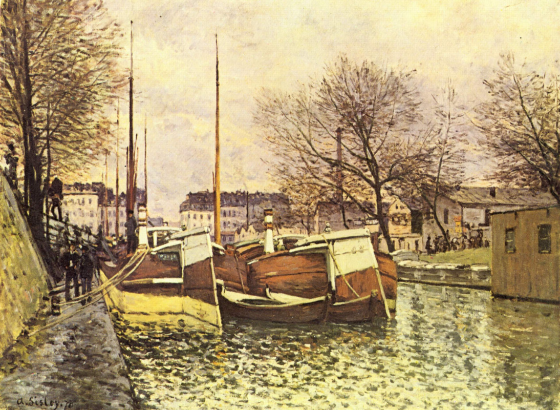 Альфред Сислей. Лодки на канале Сен-Мартен в Париже