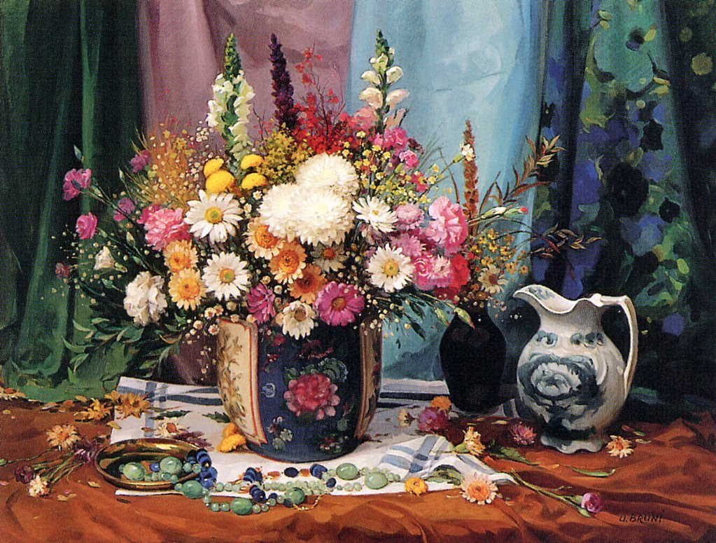Умберто Бруни. Натюрморт с цветами