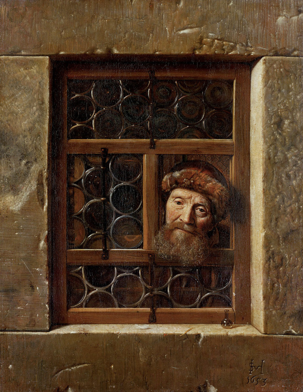 Самюэл ван Хогстратен. Пожилой мужчина в окне
