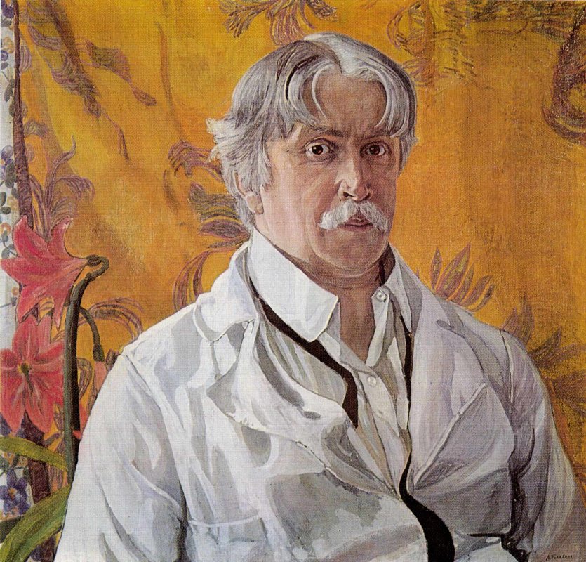 Александр Яковлевич Головин. Автопортрет на фоне золотистого платка