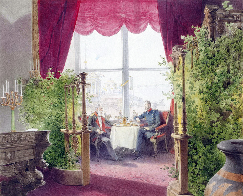 Михай Зичи. Завтрак императоров Александра II и Вильгельма I в зимнем дворце
