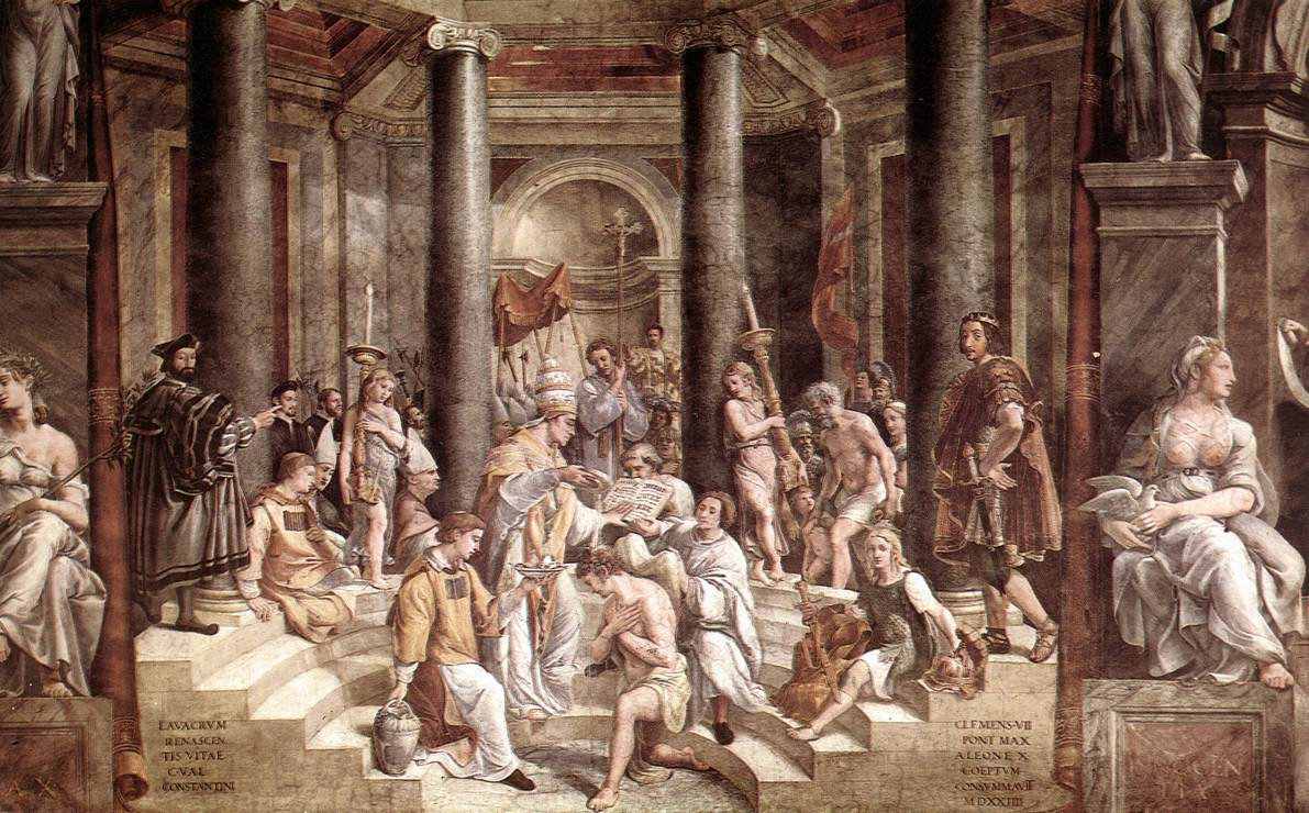 Рафаэль Санти. Крещение Константина. Фреска зала Константина дворца понтифика в Ватикане