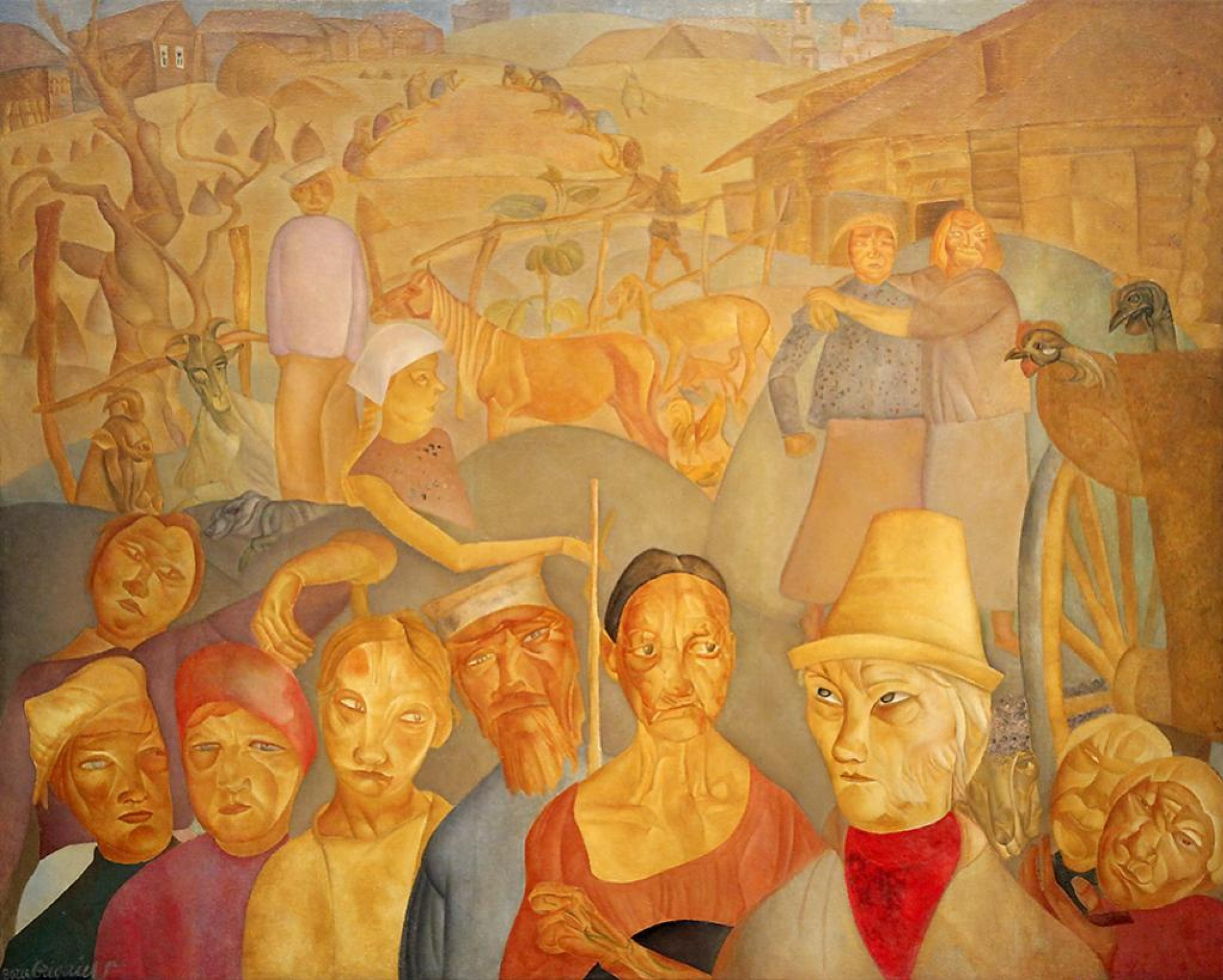 Борис Дмитриевич Григорьев - Лики России (из цикла «Visages de Russie»),  1921, 250×200 см: Описание произведения | Артхив