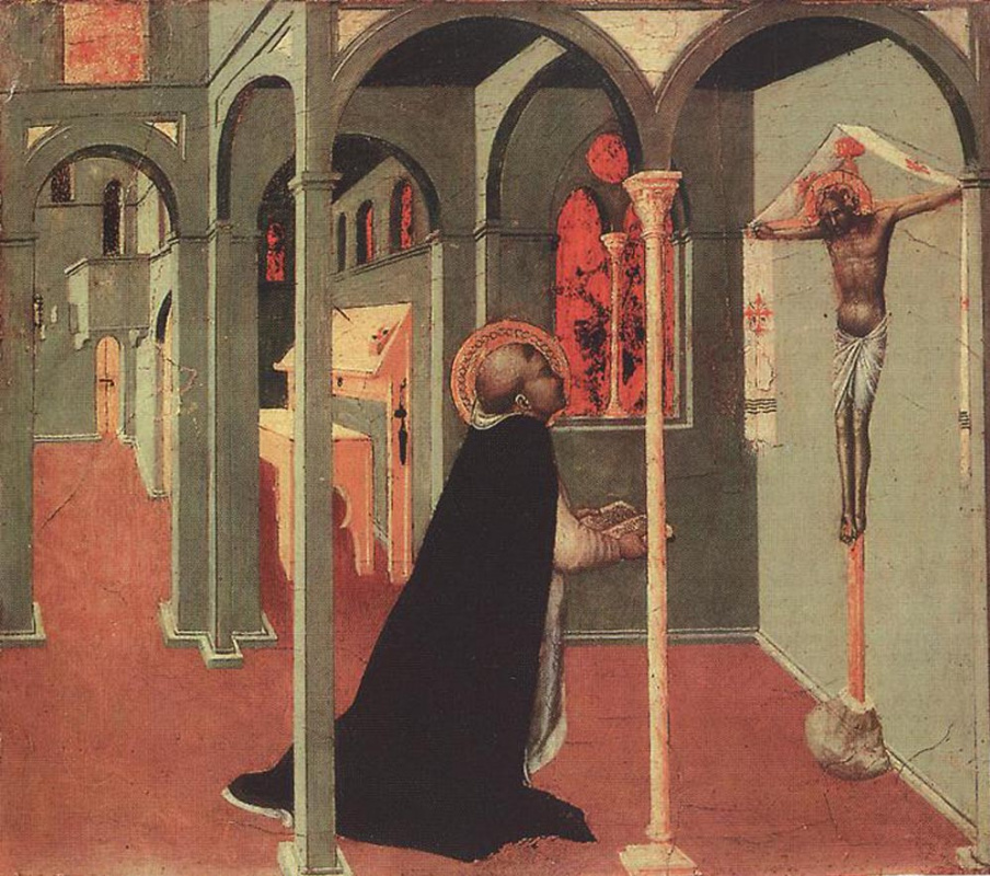 Сассетта. Святой Фома молящийся перед крестом