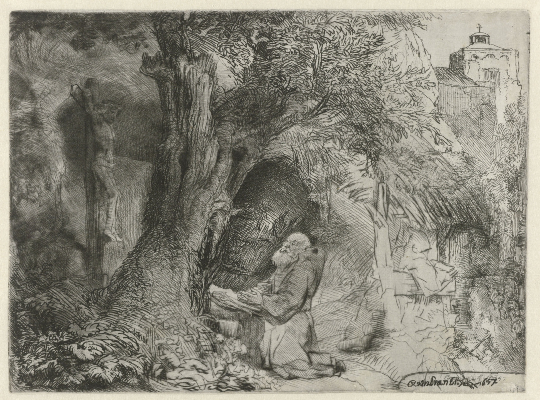 Рембрандт Харменс ван Рейн. Святой Франциск под деревом