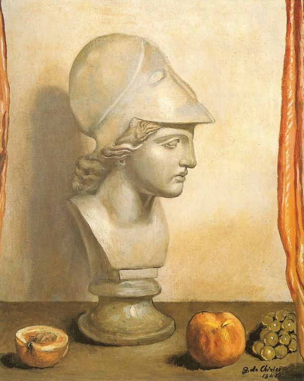 Джорджо де Кирико. Голова Минервы с персиком и виноградной гроздью