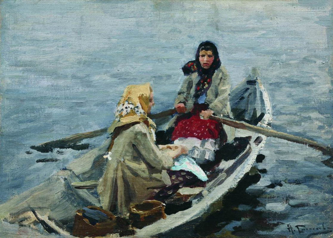 Алексей Степанович Степанов (1858-1923). В лодке. 1900-1910