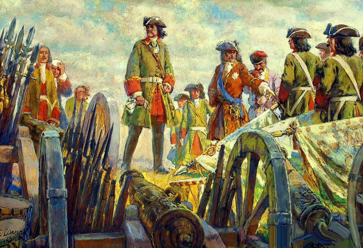 Евгений Евгеньевич Лансере. Полтавская битва. Царь Петр на позициях артиллерии