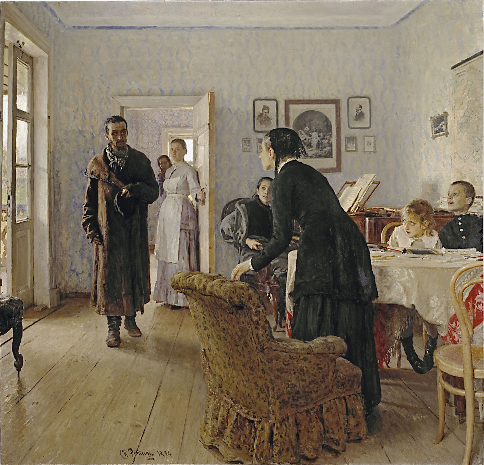 Илья Ефимович Репин - Не ждали, 1888, 168×161 см: Описание произведения |  Артхив