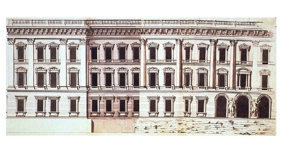Джованни Лоренцо Бернини. Лувр, фрагмент восточного фасада, 4 проект