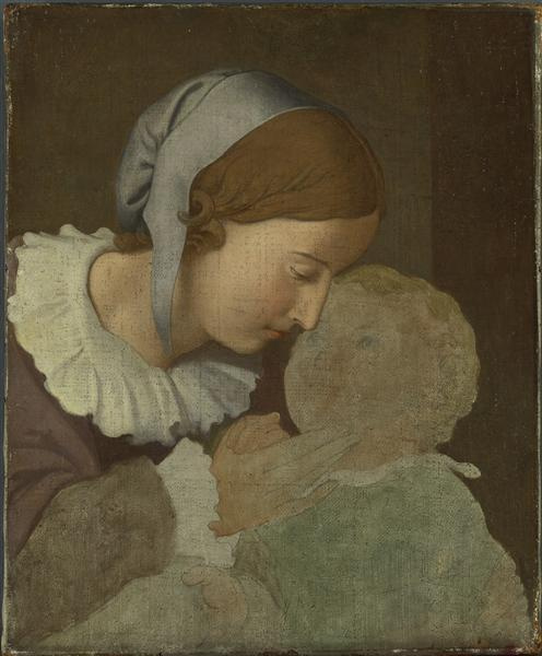 Нина Овербек с сыном Альфонсом. Портрет жены и сына художника