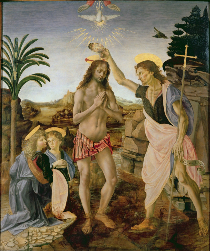 Леонардо да Винчи. Крещение Христа